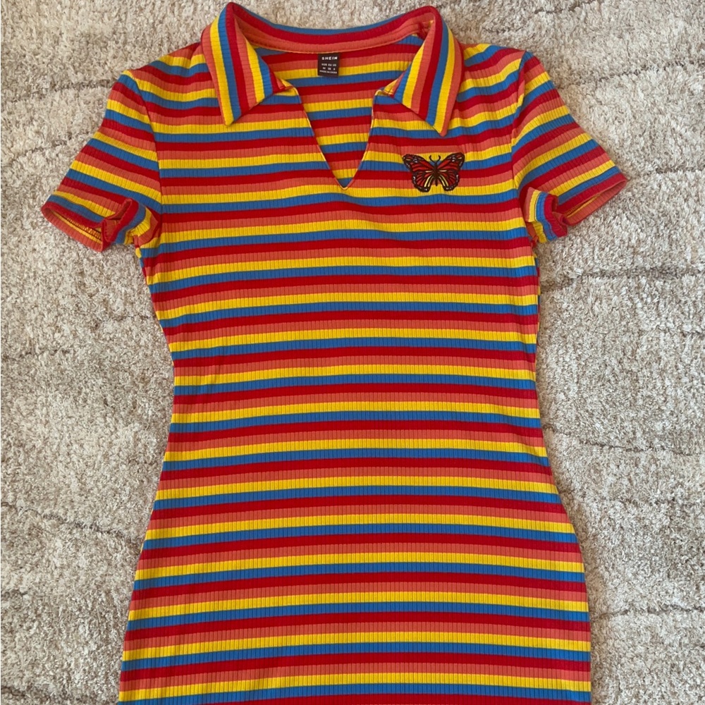 Striped Fitted Short Maxi Dress size M